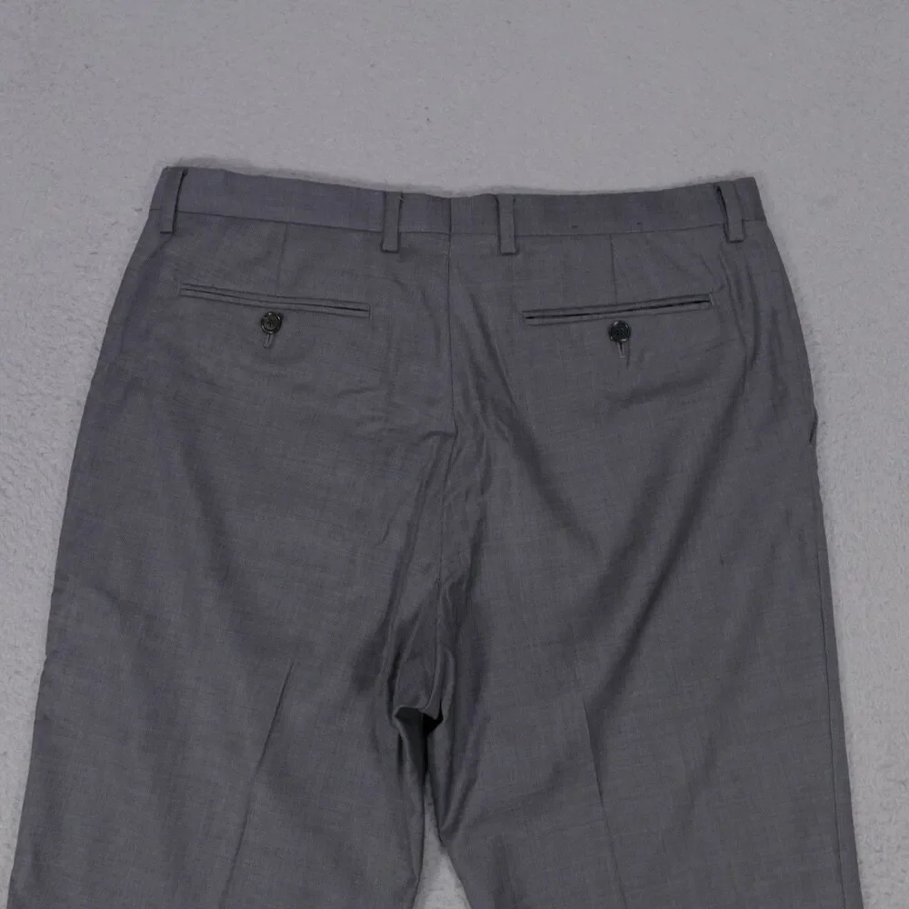 Banana Republic Modern Slim Fit Dress Pants Men's 34x32.5 Gray Flat Front Wool